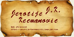 Jerotije Kecmanović vizit kartica